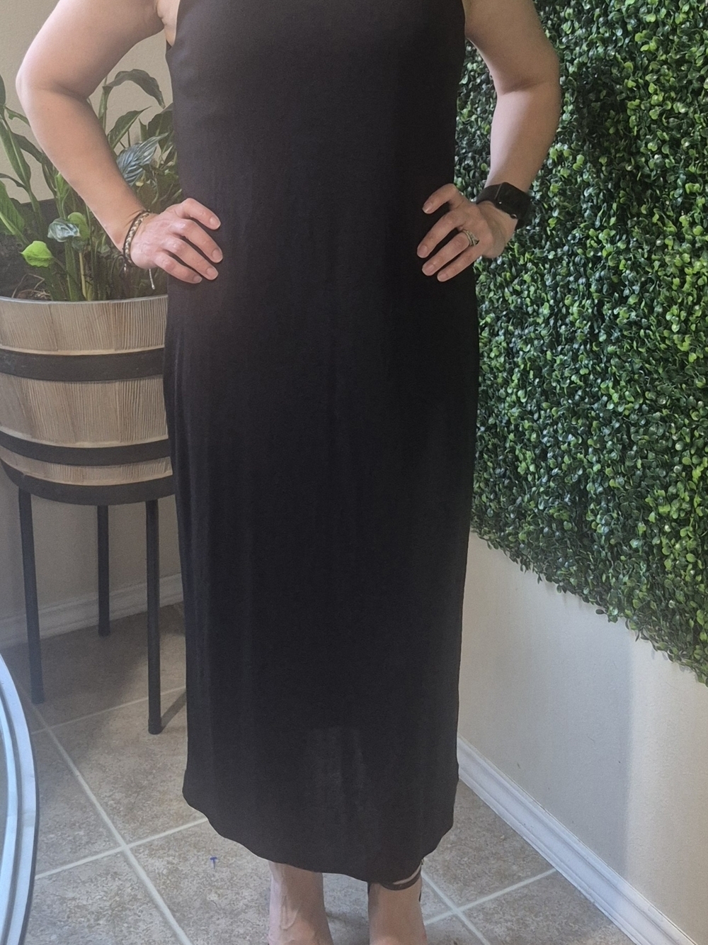 Lauren Ralph Lauren Black Sleeveless Midi Slip Dress
